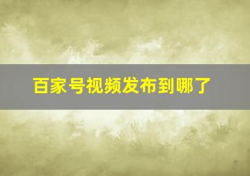 百家号视频发布到哪了