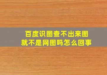 百度识图查不出来图就不是网图吗怎么回事