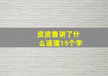 皮皮鲁讲了什么道理15个字