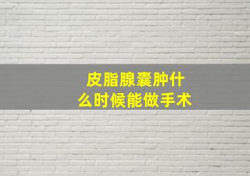 皮脂腺囊肿什么时候能做手术