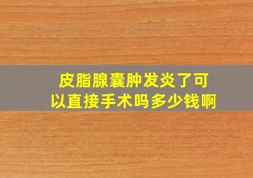 皮脂腺囊肿发炎了可以直接手术吗多少钱啊