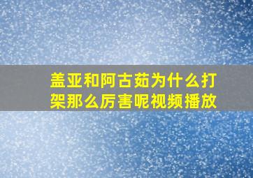 盖亚和阿古茹为什么打架那么厉害呢视频播放