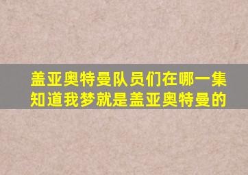 盖亚奥特曼队员们在哪一集知道我梦就是盖亚奥特曼的