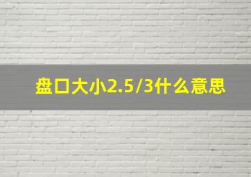 盘口大小2.5/3什么意思