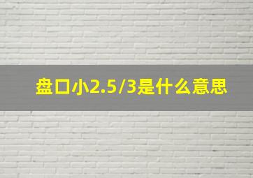 盘口小2.5/3是什么意思