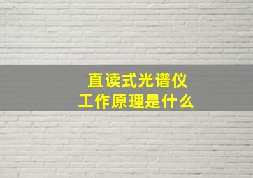 直读式光谱仪工作原理是什么