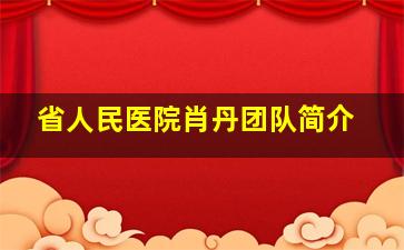 省人民医院肖丹团队简介