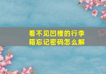 看不见凹槽的行李箱忘记密码怎么解