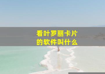 看叶罗丽卡片的软件叫什么