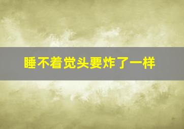 睡不着觉头要炸了一样