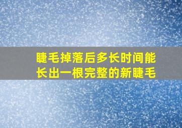 睫毛掉落后多长时间能长出一根完整的新睫毛