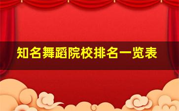 知名舞蹈院校排名一览表