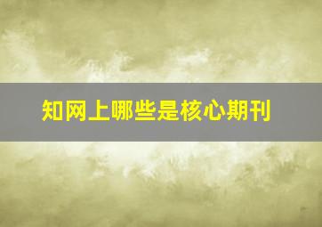 知网上哪些是核心期刊