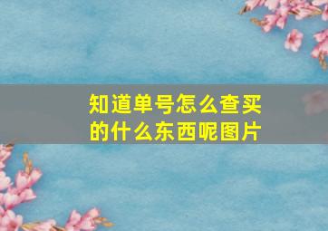 知道单号怎么查买的什么东西呢图片