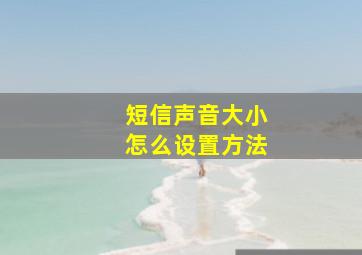 短信声音大小怎么设置方法