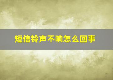 短信铃声不响怎么回事