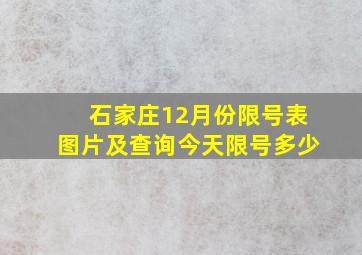 石家庄12月份限号表图片及查询今天限号多少