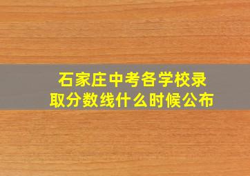 石家庄中考各学校录取分数线什么时候公布