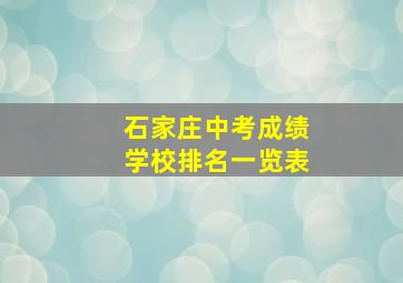 石家庄中考成绩学校排名一览表