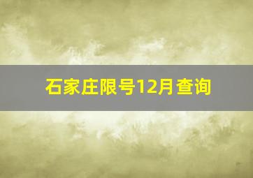 石家庄限号12月查询