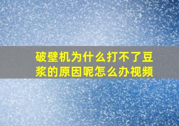 破壁机为什么打不了豆浆的原因呢怎么办视频