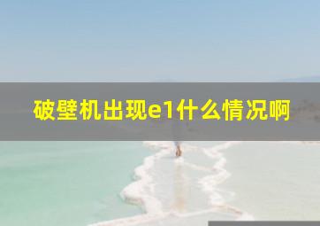 破壁机出现e1什么情况啊