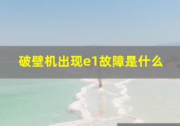 破壁机出现e1故障是什么