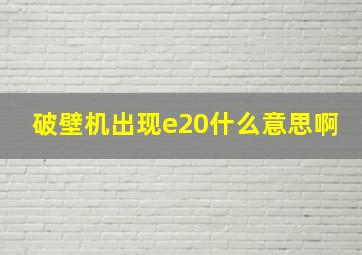 破壁机出现e20什么意思啊