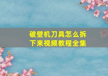 破壁机刀具怎么拆下来视频教程全集