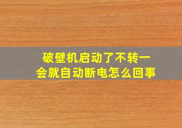 破壁机启动了不转一会就自动断电怎么回事