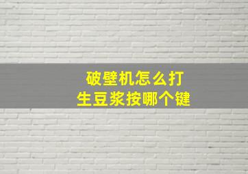 破壁机怎么打生豆浆按哪个键