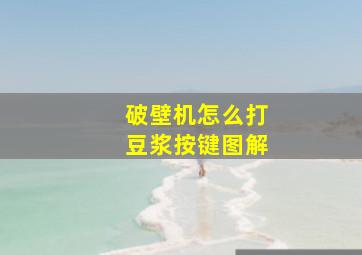 破壁机怎么打豆浆按键图解