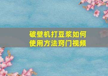 破壁机打豆浆如何使用方法窍门视频