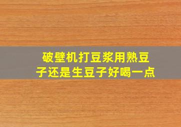 破壁机打豆浆用熟豆子还是生豆子好喝一点