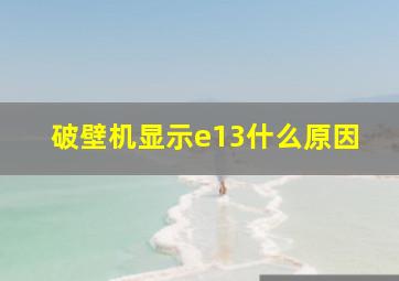 破壁机显示e13什么原因