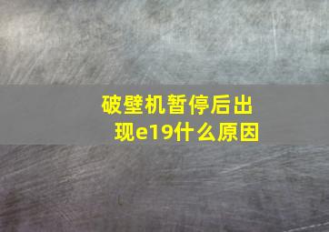 破壁机暂停后出现e19什么原因