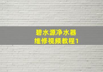 碧水源净水器维修视频教程1