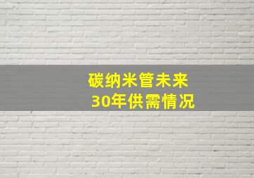 碳纳米管未来30年供需情况