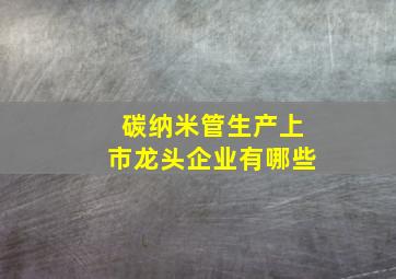 碳纳米管生产上市龙头企业有哪些