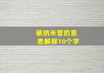 碳纳米管的意思解释10个字