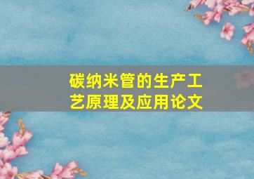 碳纳米管的生产工艺原理及应用论文