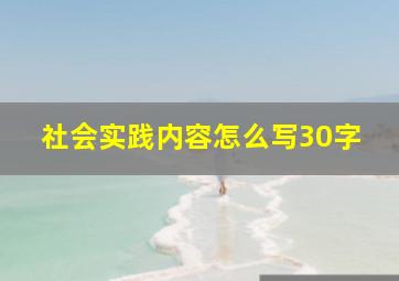 社会实践内容怎么写30字