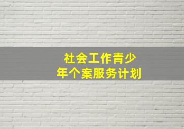 社会工作青少年个案服务计划