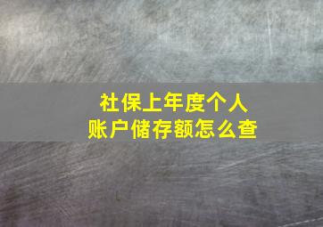 社保上年度个人账户储存额怎么查