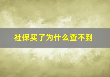 社保买了为什么查不到