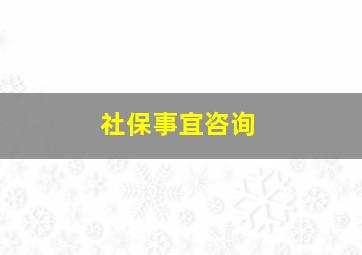 社保事宜咨询