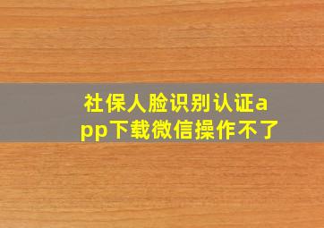 社保人脸识别认证app下载微信操作不了