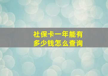 社保卡一年能有多少钱怎么查询