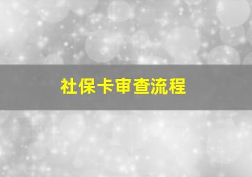 社保卡审查流程