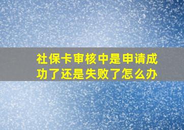 社保卡审核中是申请成功了还是失败了怎么办